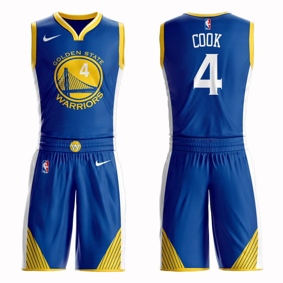 Men 2019 NBA Nike Golden State Warriors #4 Cook blue Customized jersey->customized nba jersey->Custom Jersey